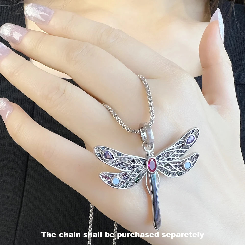 Colourful Dragonfly Pendant Necklace