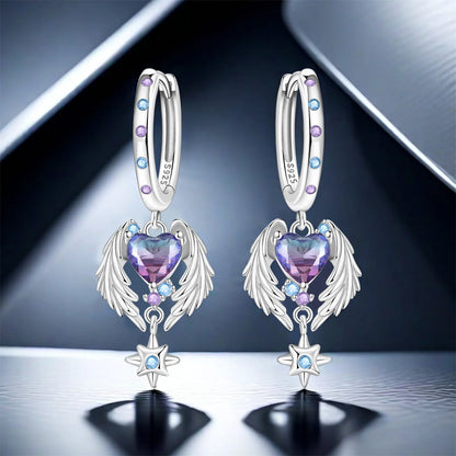 Purple Clover Sterling Silver Drop Earrings