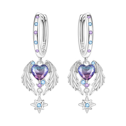 Purple Clover Sterling Silver Drop Earrings