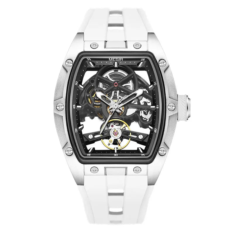 MEGIR 2242 Blue Skeleton Automatic Watch