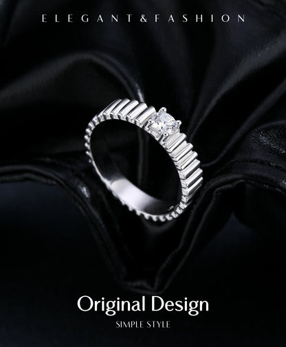 Ribbed Moissanite Band Ring