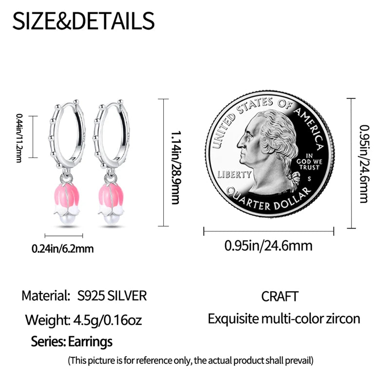 Iris Flower Sterling Silver Drop Earrings