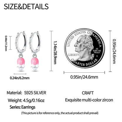 Iris Flower Sterling Silver Drop Earrings