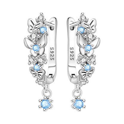 Blue Butterfly Sterling Silver Drop Earrings