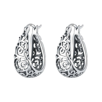 Purple Iris S925 Hoop Earrings