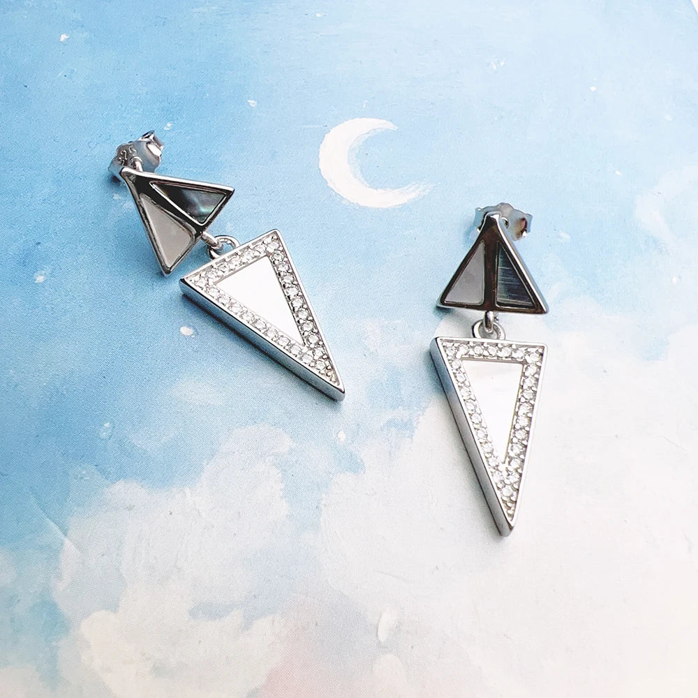 Geometric Triangle Sterling Silver Earrings