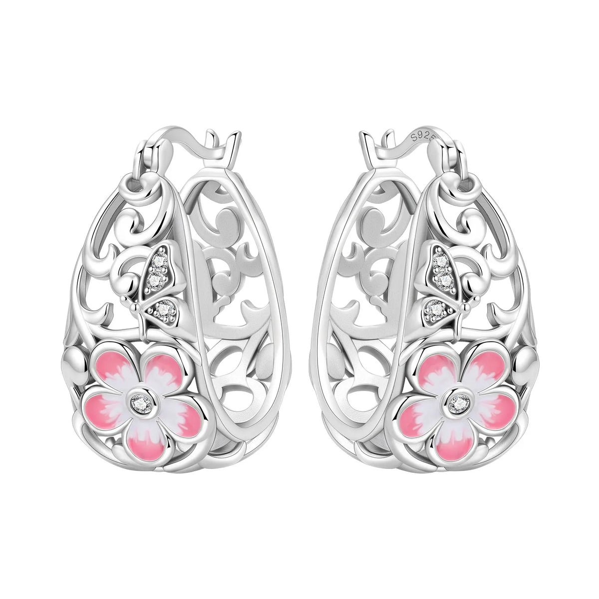 Purple Iris S925 Hoop Earrings