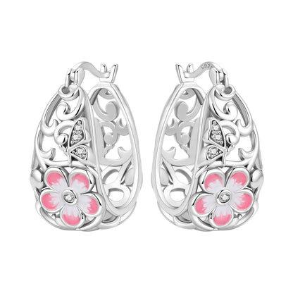 Purple Iris S925 Hoop Earrings