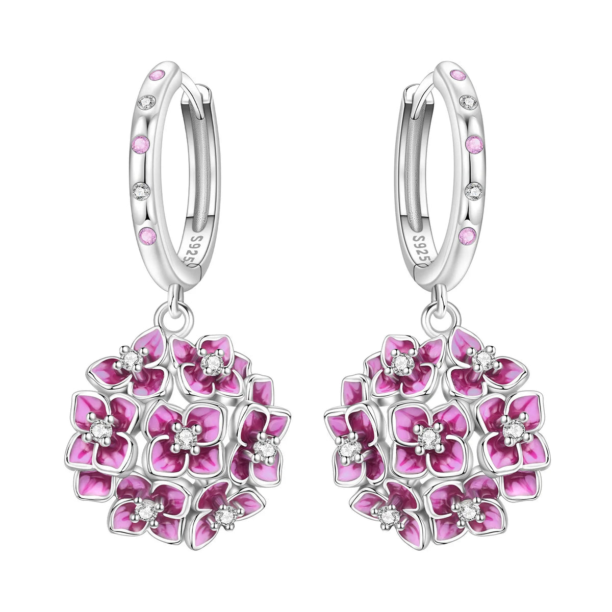 Iris Flower Sterling Silver Drop Earrings