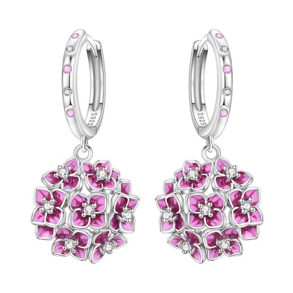 Iris Flower Sterling Silver Drop Earrings