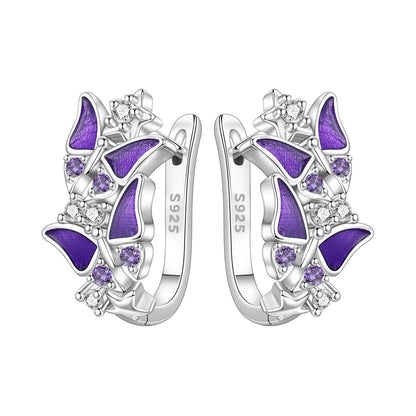Blue Butterfly Sterling Silver Drop Earrings