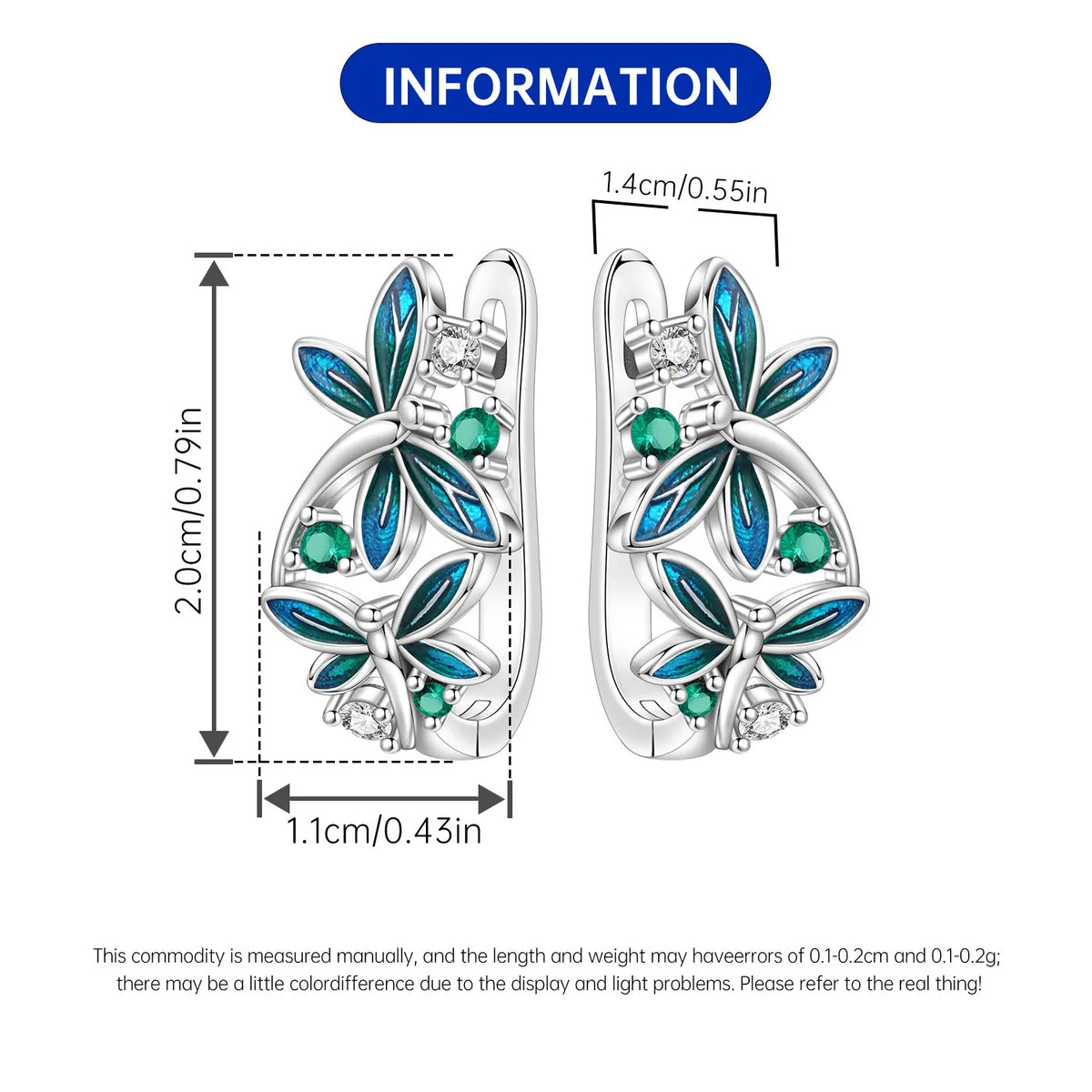 Blue Butterfly Sterling Silver Drop Earrings