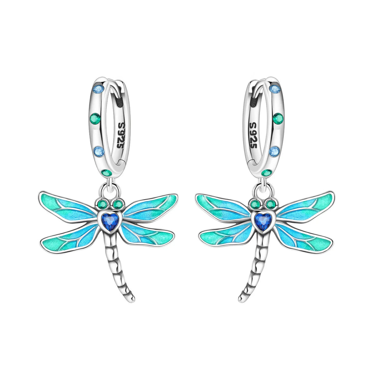 Blue Butterfly Sterling Silver Drop Earrings