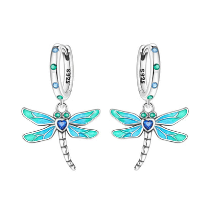 Blue Butterfly Sterling Silver Drop Earrings