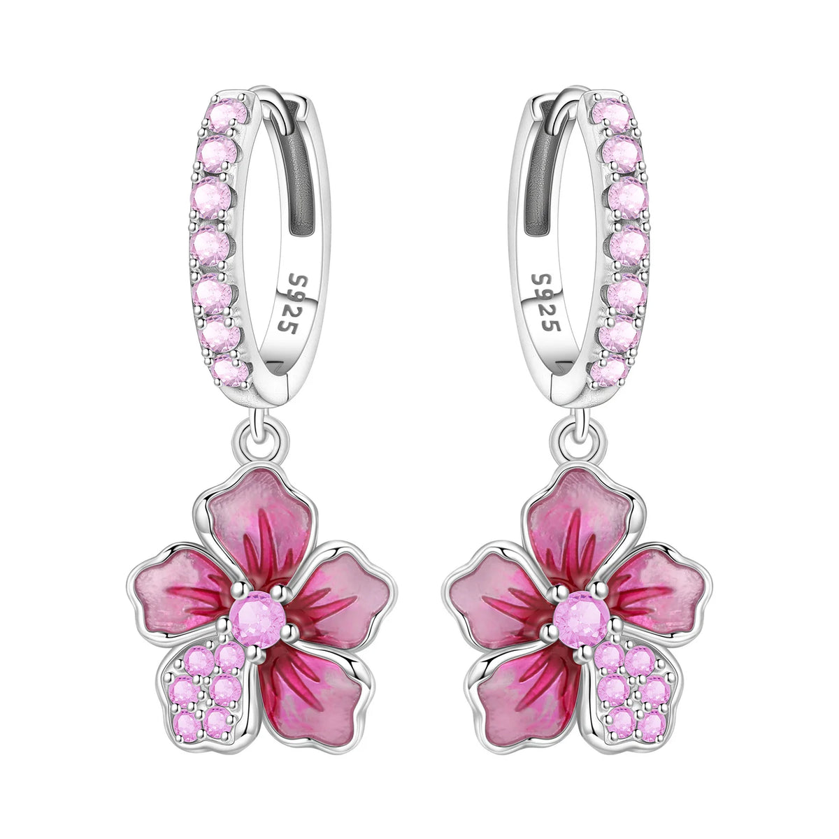 Purple Iris S925 Hoop Earrings