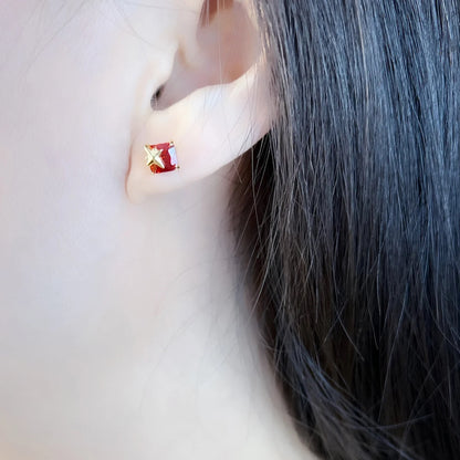 Orange Star Zircon Stud Earrings