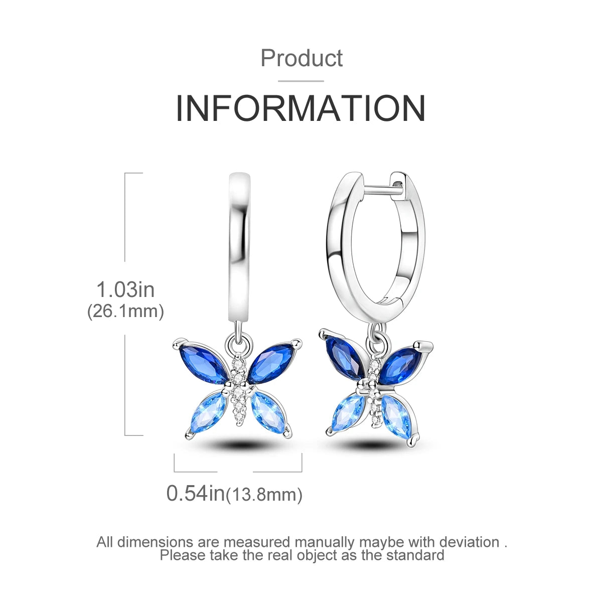 Blue Butterfly Sterling Silver Drop Earrings