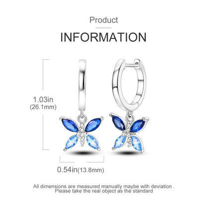 Blue Butterfly Sterling Silver Drop Earrings