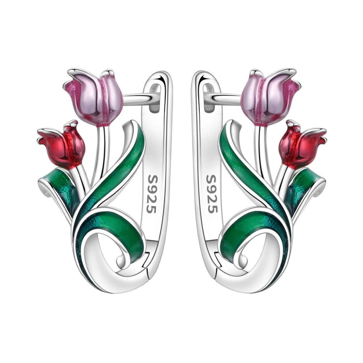 Purple Iris S925 Hoop Earrings