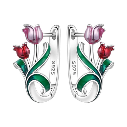 Purple Iris S925 Hoop Earrings