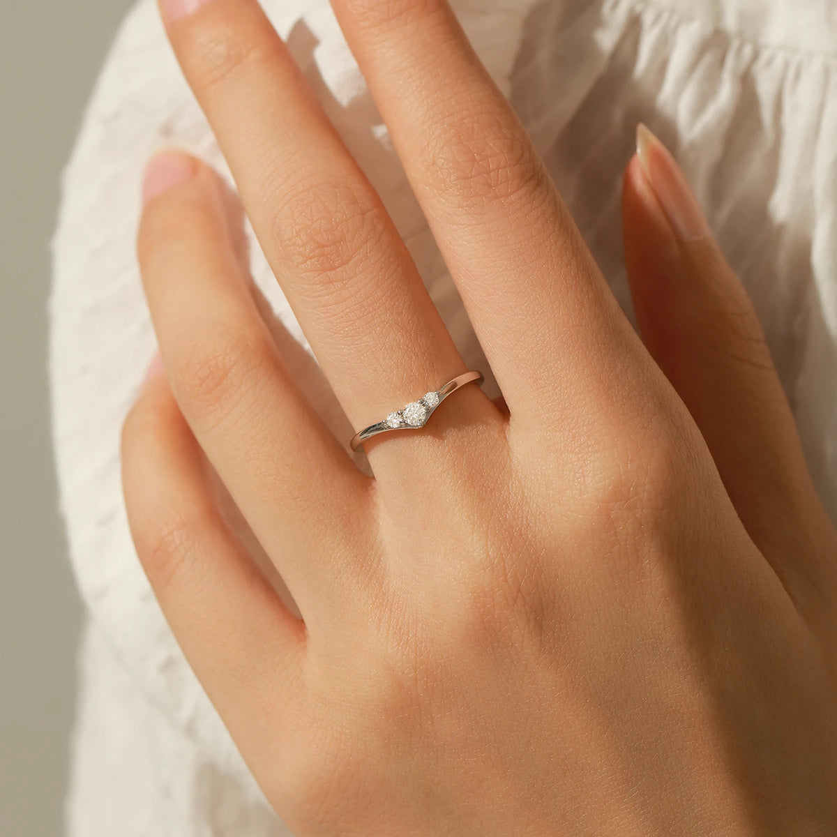 Chevron Moissanite Band Ring