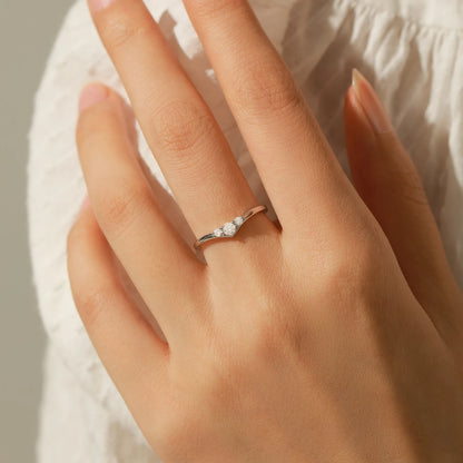 Chevron Moissanite Band Ring