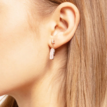 Rose Gold Star Pink Zircon Earrings