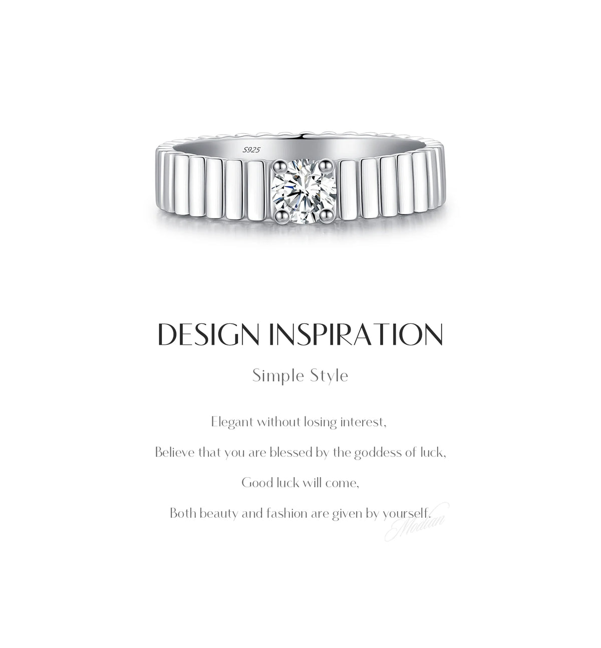 Ribbed Moissanite Band Ring