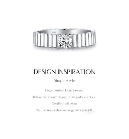Ribbed Moissanite Band Ring