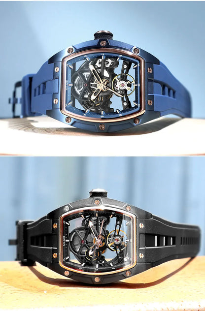 MEGIR 2242 Blue Skeleton Automatic Watch
