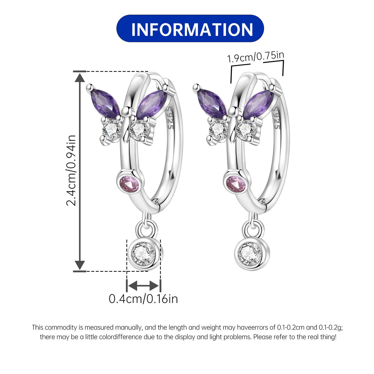 Purple Clover Sterling Silver Drop Earrings