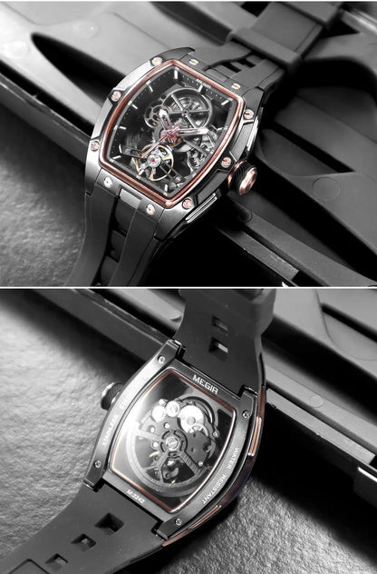 MEGIR 2242 Blue Skeleton Automatic Watch