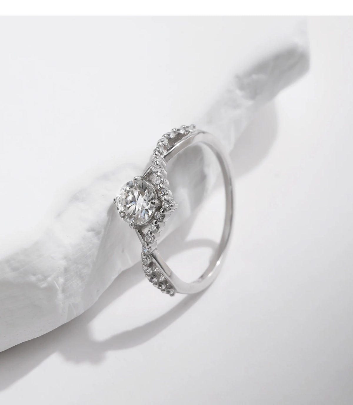 Crown Accent Moissanite Ring