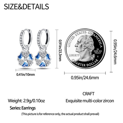 Iris Flower Sterling Silver Drop Earrings