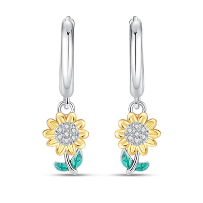 Iris Flower Sterling Silver Drop Earrings