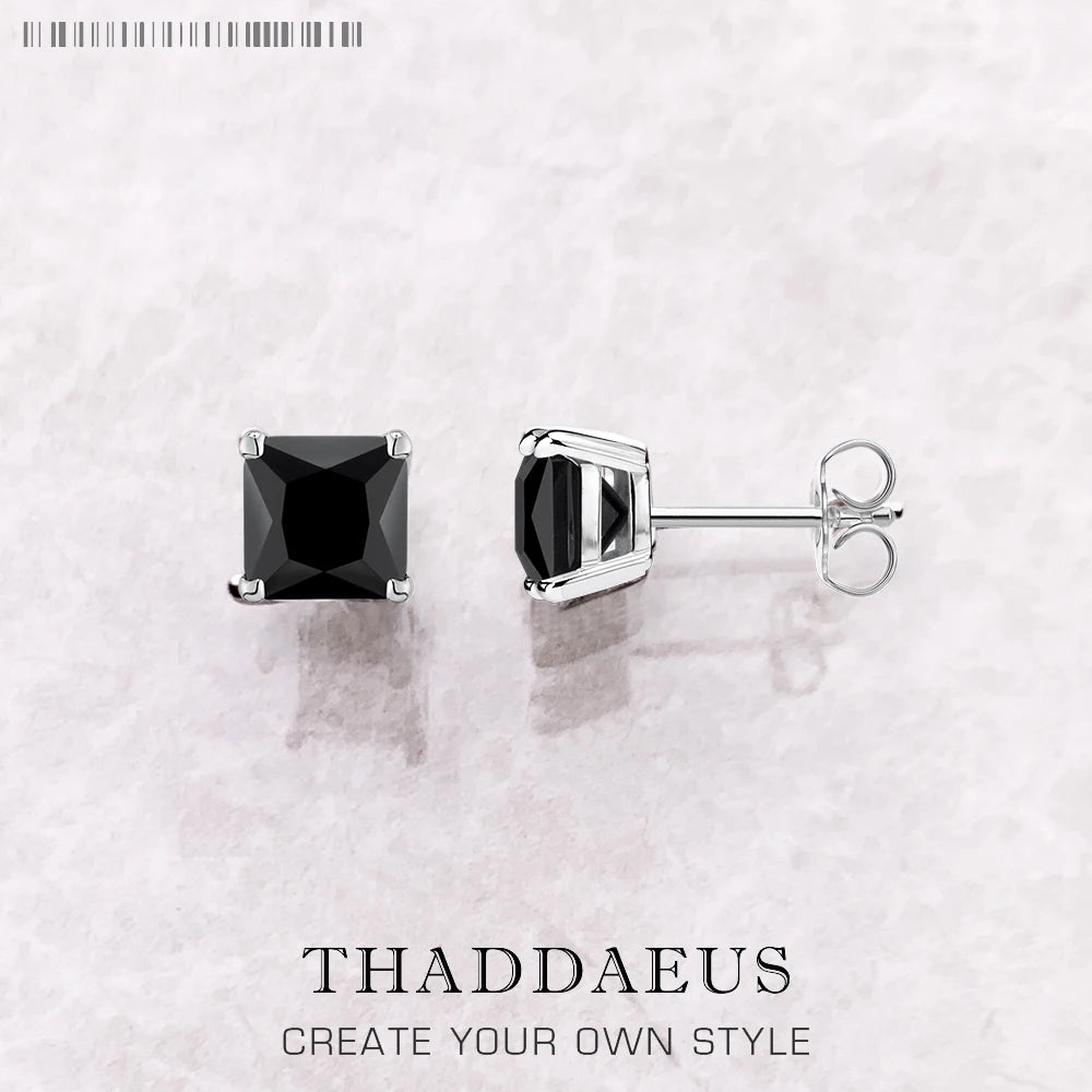 Orange Princess-Cut Zircon Stud Earrings
