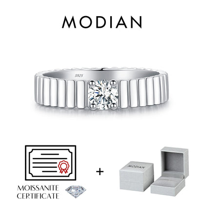 Ribbed Moissanite Band Ring
