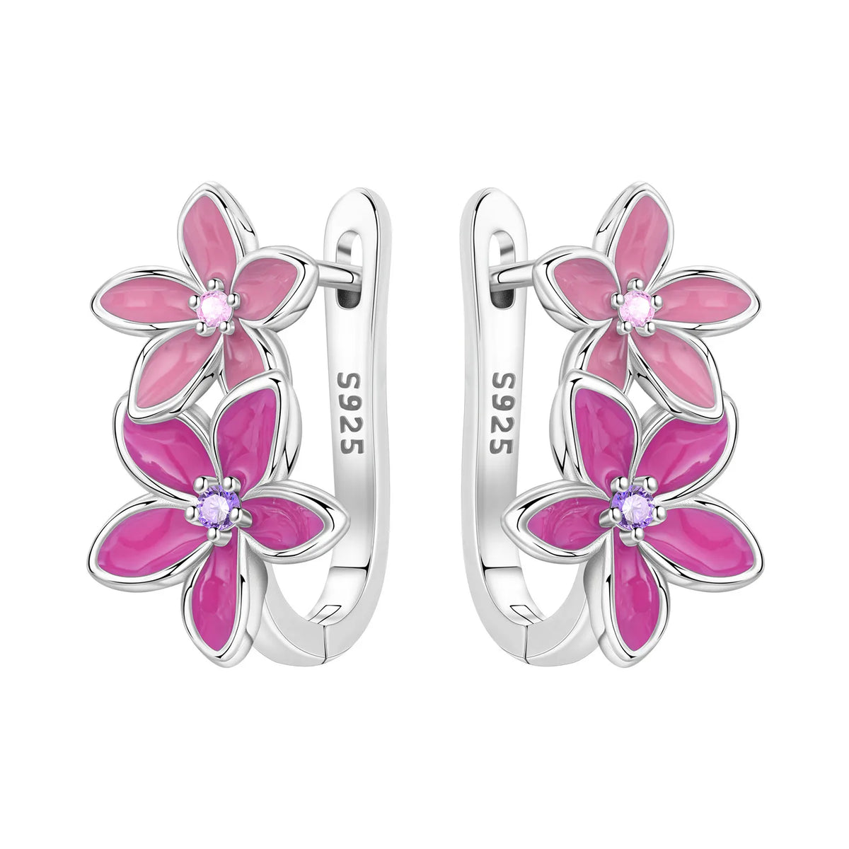 Purple Iris S925 Hoop Earrings