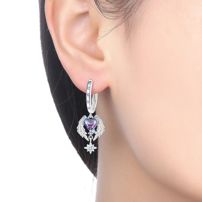 Purple Clover Sterling Silver Drop Earrings