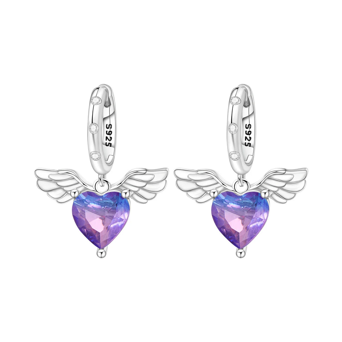 Purple Clover Sterling Silver Drop Earrings