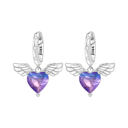 Purple Clover Sterling Silver Drop Earrings