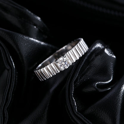 Ribbed Moissanite Band Ring