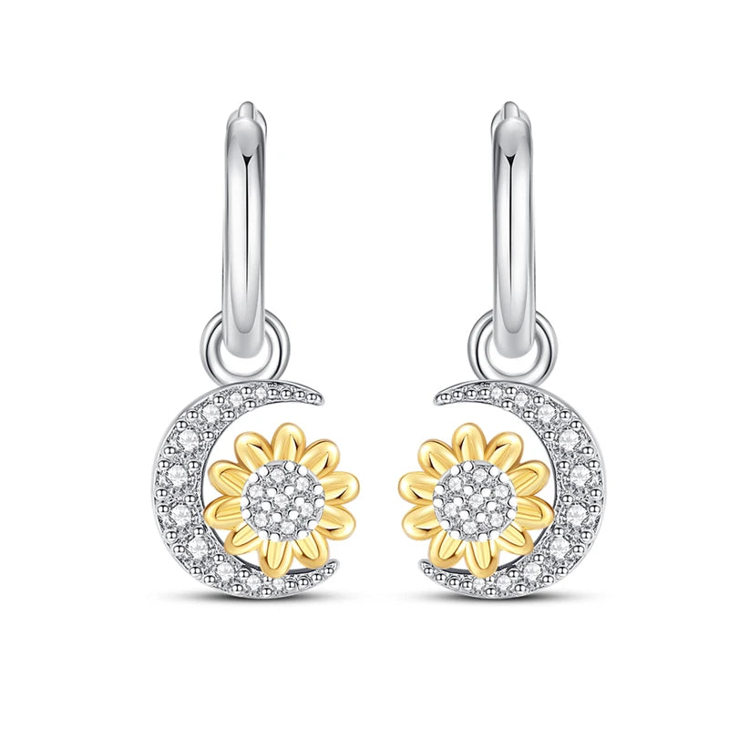Iris Flower Sterling Silver Drop Earrings