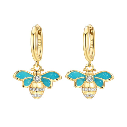 Iris Flower Sterling Silver Drop Earrings
