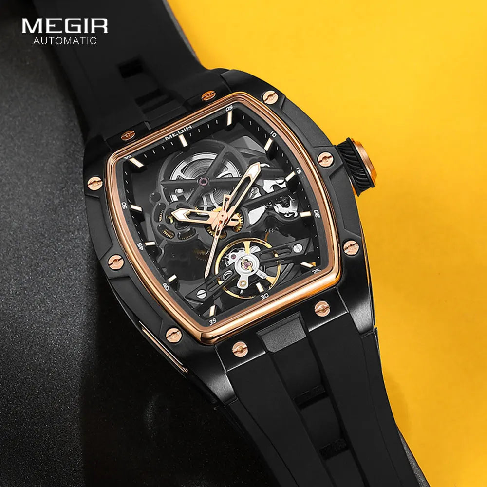 MEGIR 2242 Blue Skeleton Automatic Watch
