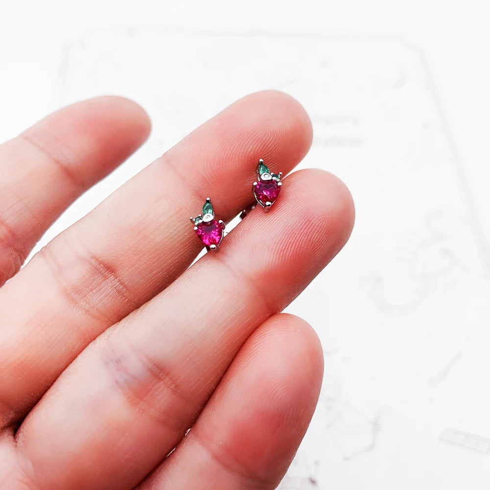 Strawberry Sterling Silver Stud Earrings