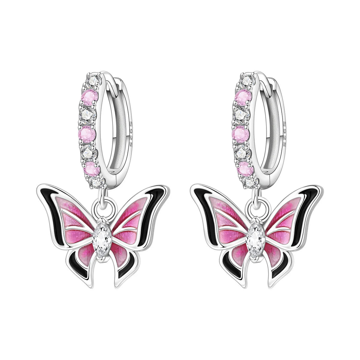 Iris Flower Sterling Silver Drop Earrings