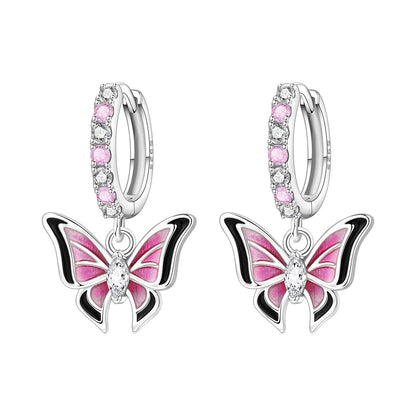 Iris Flower Sterling Silver Drop Earrings