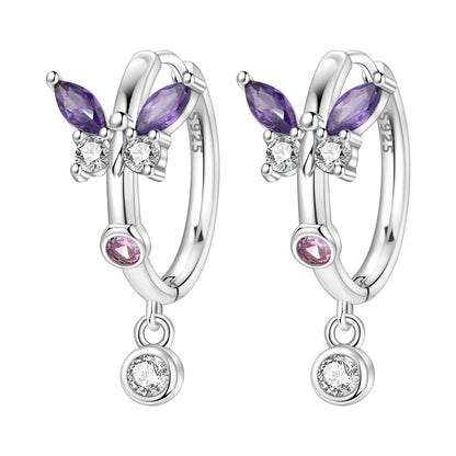 Blue Butterfly Sterling Silver Drop Earrings