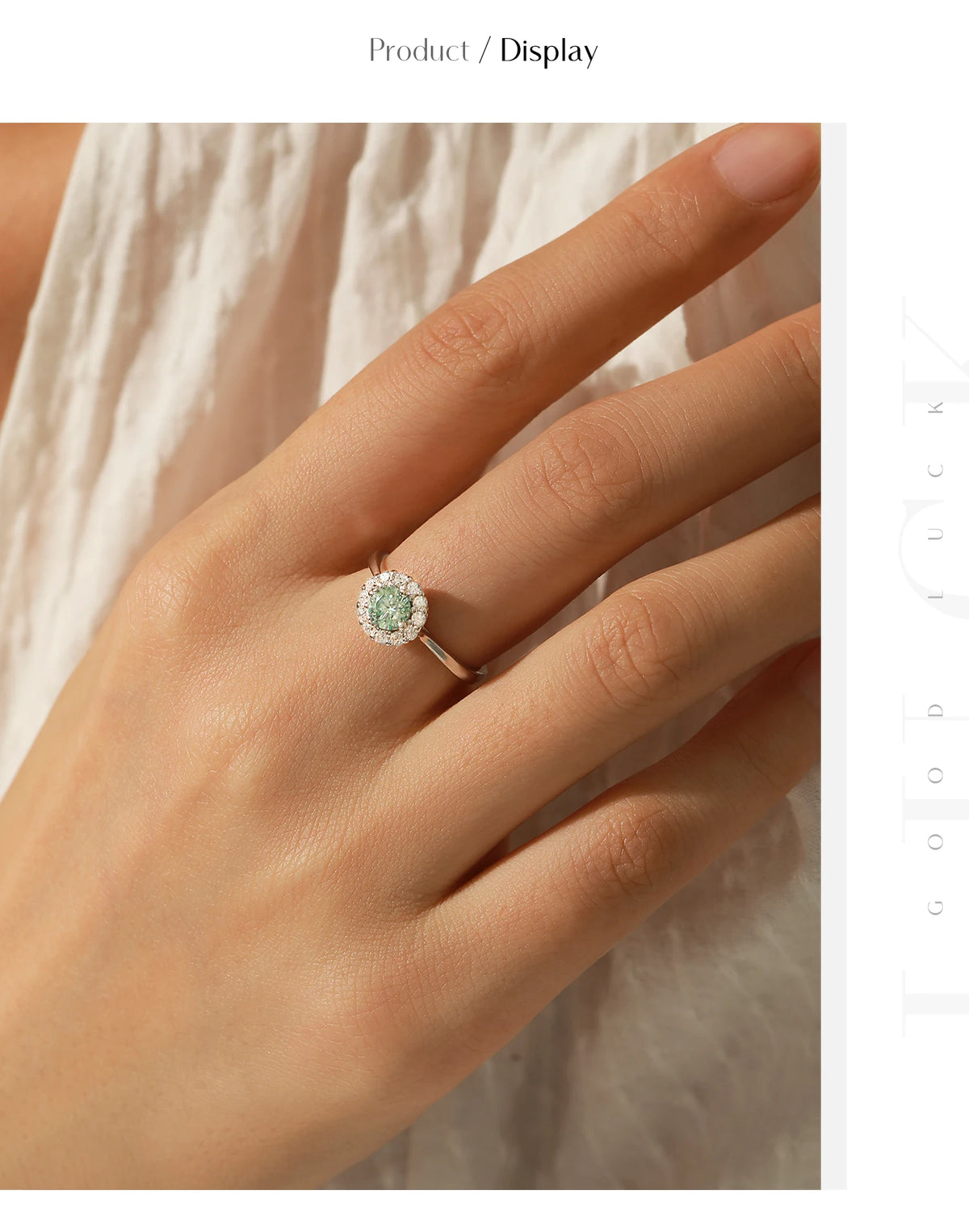 Teal Halo Moissanite Ring